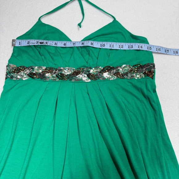 Charlotte Russe Halter Top Women's L Green Sequin Empire Waist Casual Party Y2K - Picture 4 of 5